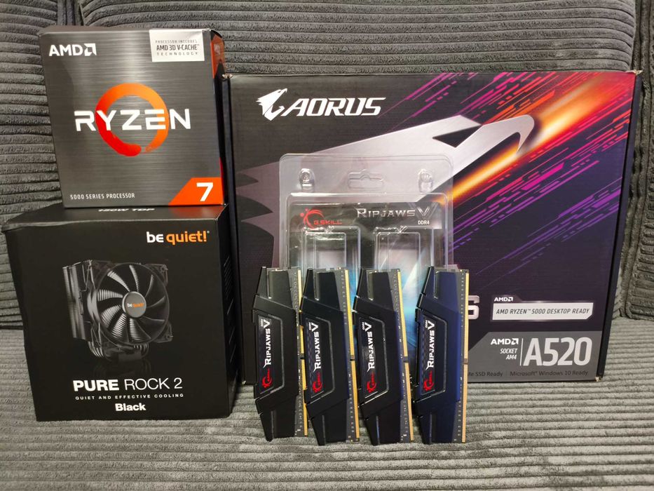 AMD Ryzen 7 5700X3D +48GB RAMG.Skill Ripjaws V A520AORUS +CPU BE QUIET