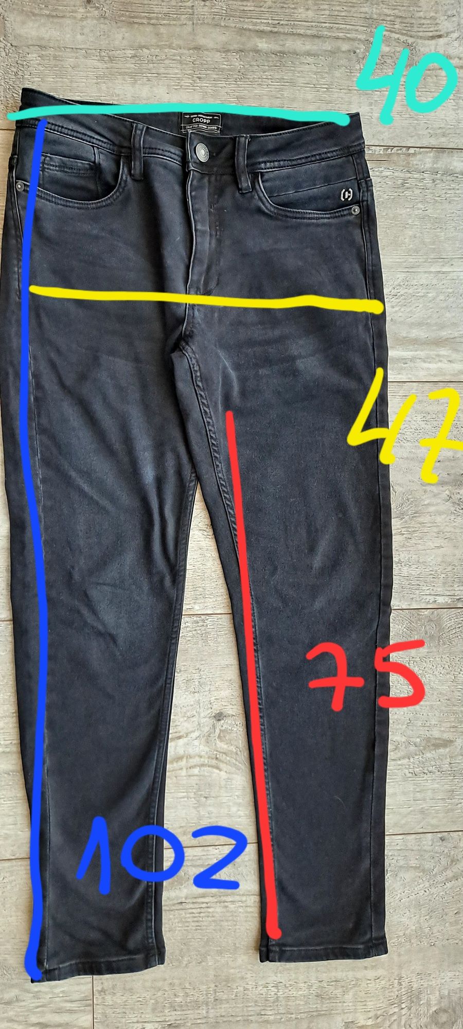 Męskie spodnie jeansowe czarne antracyt Cropp 28/32