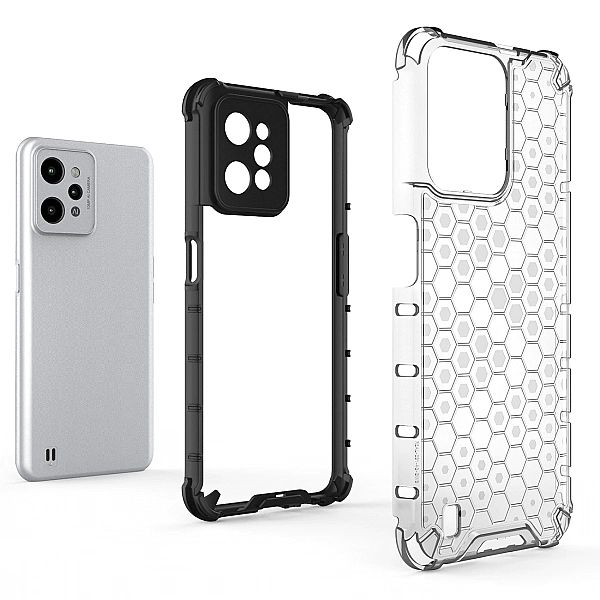 Honeycomb etui pancerny pokrowiec z żelową ramką Realme C31 przezroczy