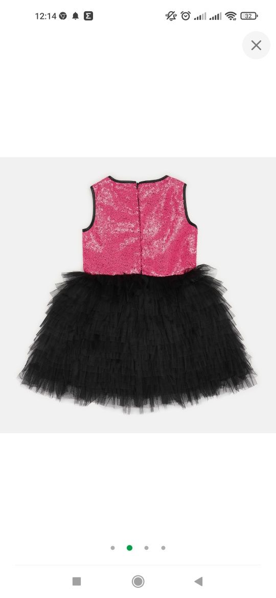 Дитяче фатинове плаття платье сукня 128 см Фуксія з чорним