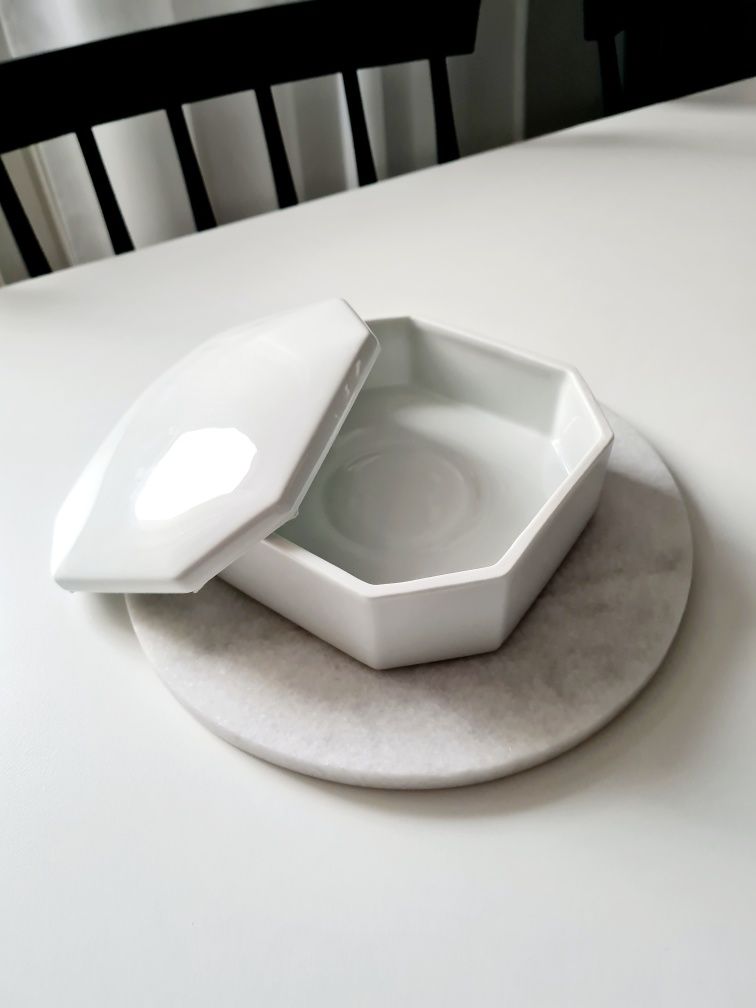 Puzderko limoges francja francuskie wyjatkowe porcelanowe białe piękne