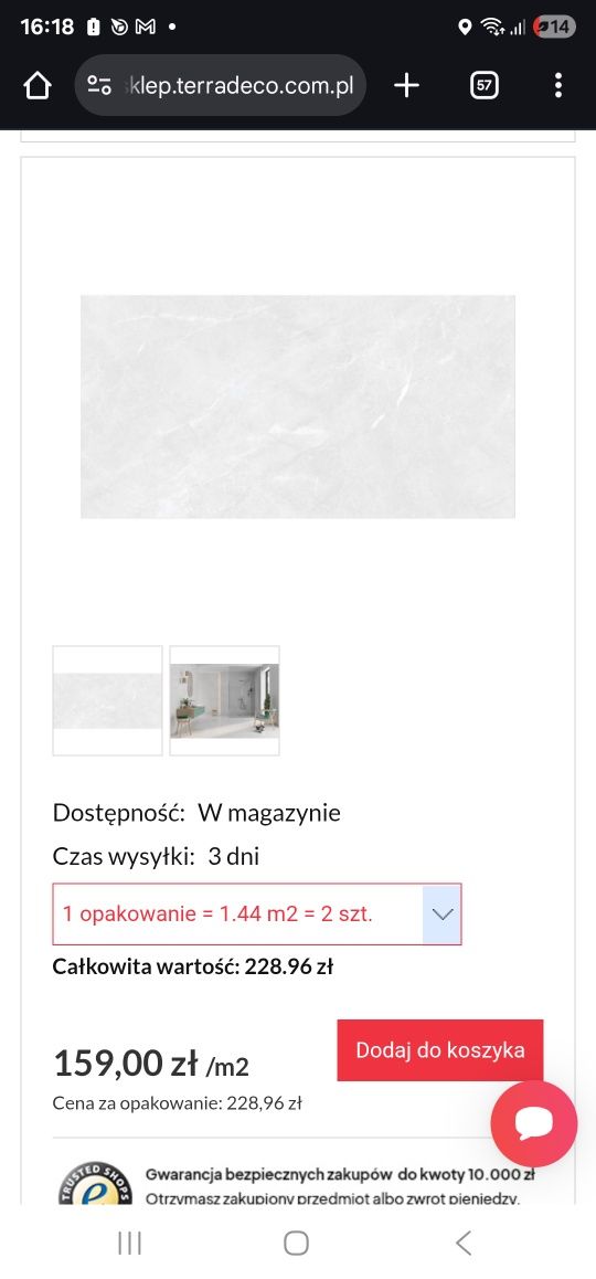 Paczka nowych płytekPrissmacer Sun Pearl Pulido 60x120 płytki gresowe