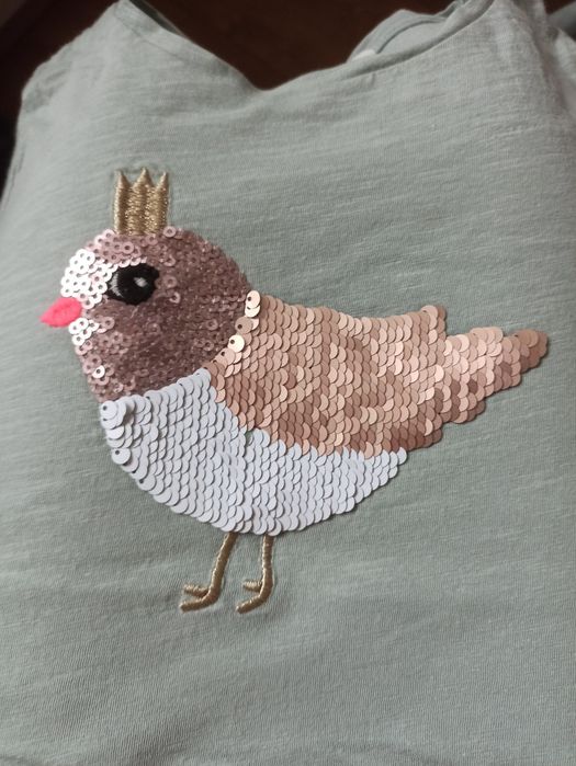 Zestaw bluzeczek H&M 110/116 cekiny jednorożec ptaszek