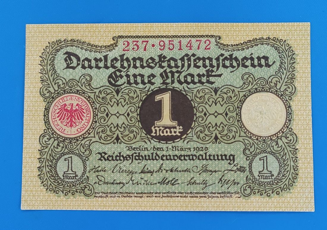 banknot 1 marka , 1920 , Niemcy