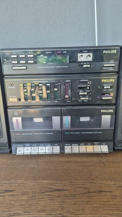 Wieża Philips D8678 Double Deck – retro, sprawna, magnetofon, radio