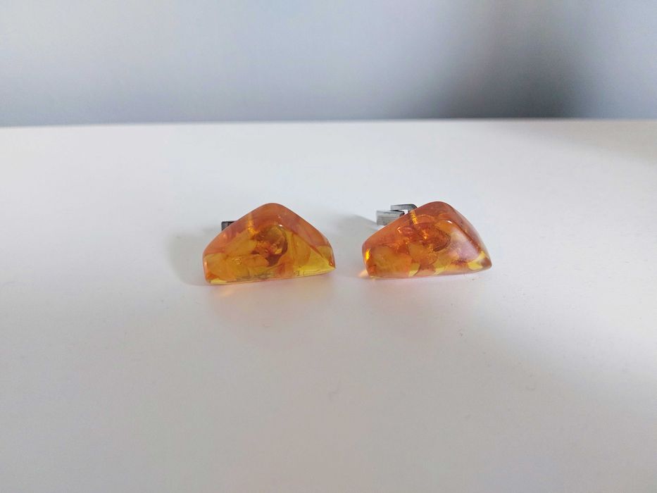 spinki do mankietów, koszuli, bursztynowe, vintage