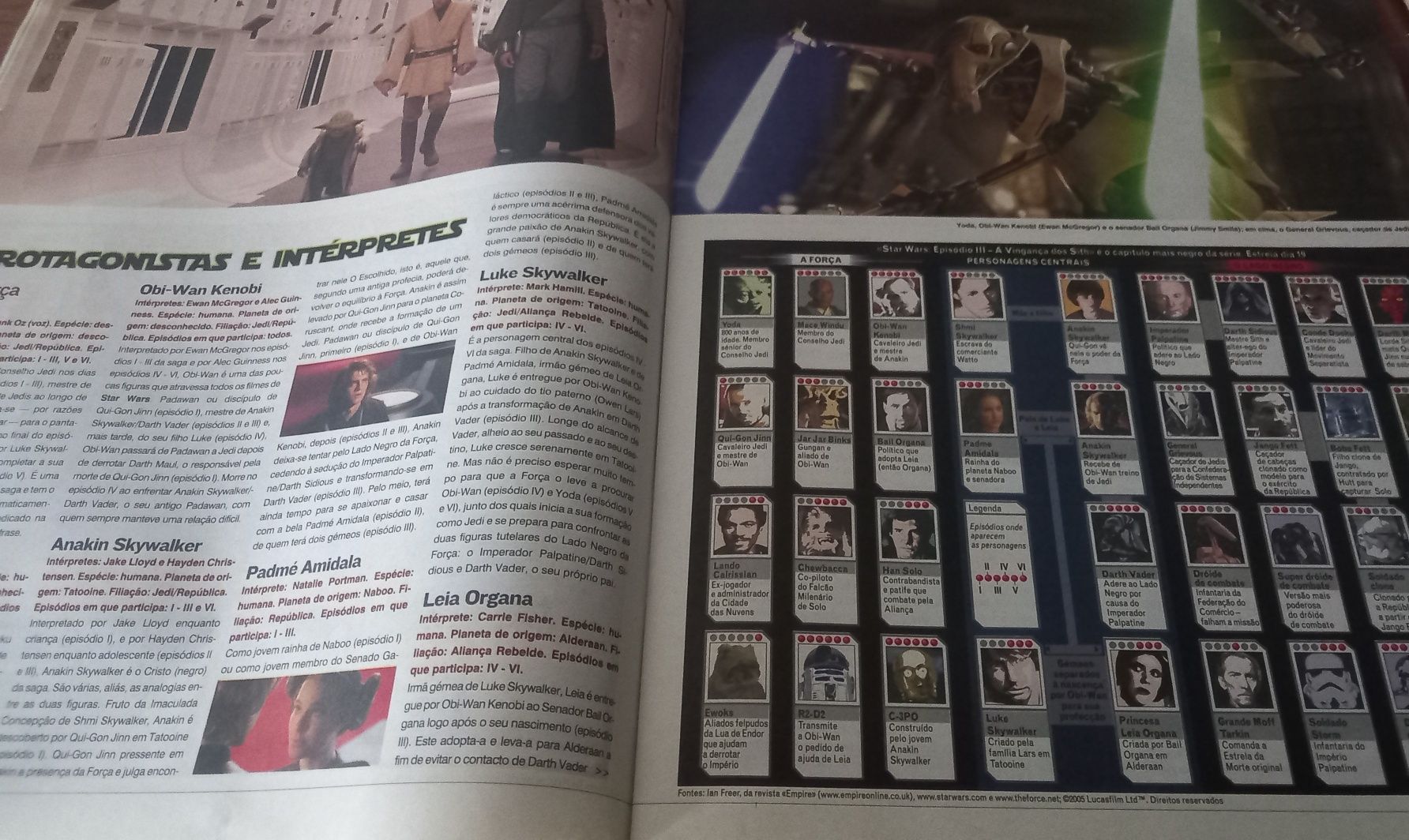 Star Wars guerra das estrelas revistas e conteúdos de 1999 e 2005
