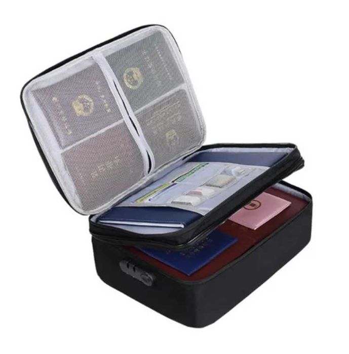 Органайзер папка для документов с кодовым замком на 2 отделения Черный