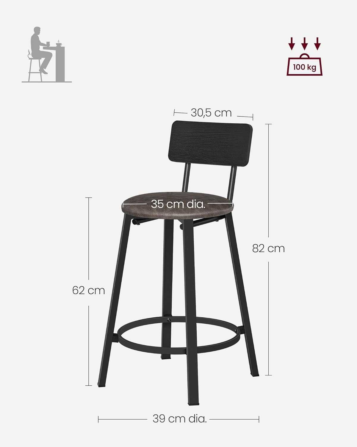 Nowe krzesło / krzesła / hokery / barowe / loft / VASAGLE / 2szt!4939!