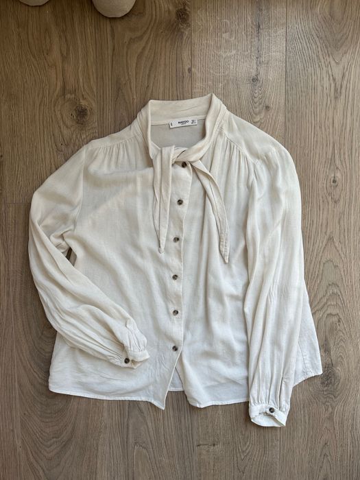 Женская рубашка льняная Mango сорочка лляна жіноча классика
