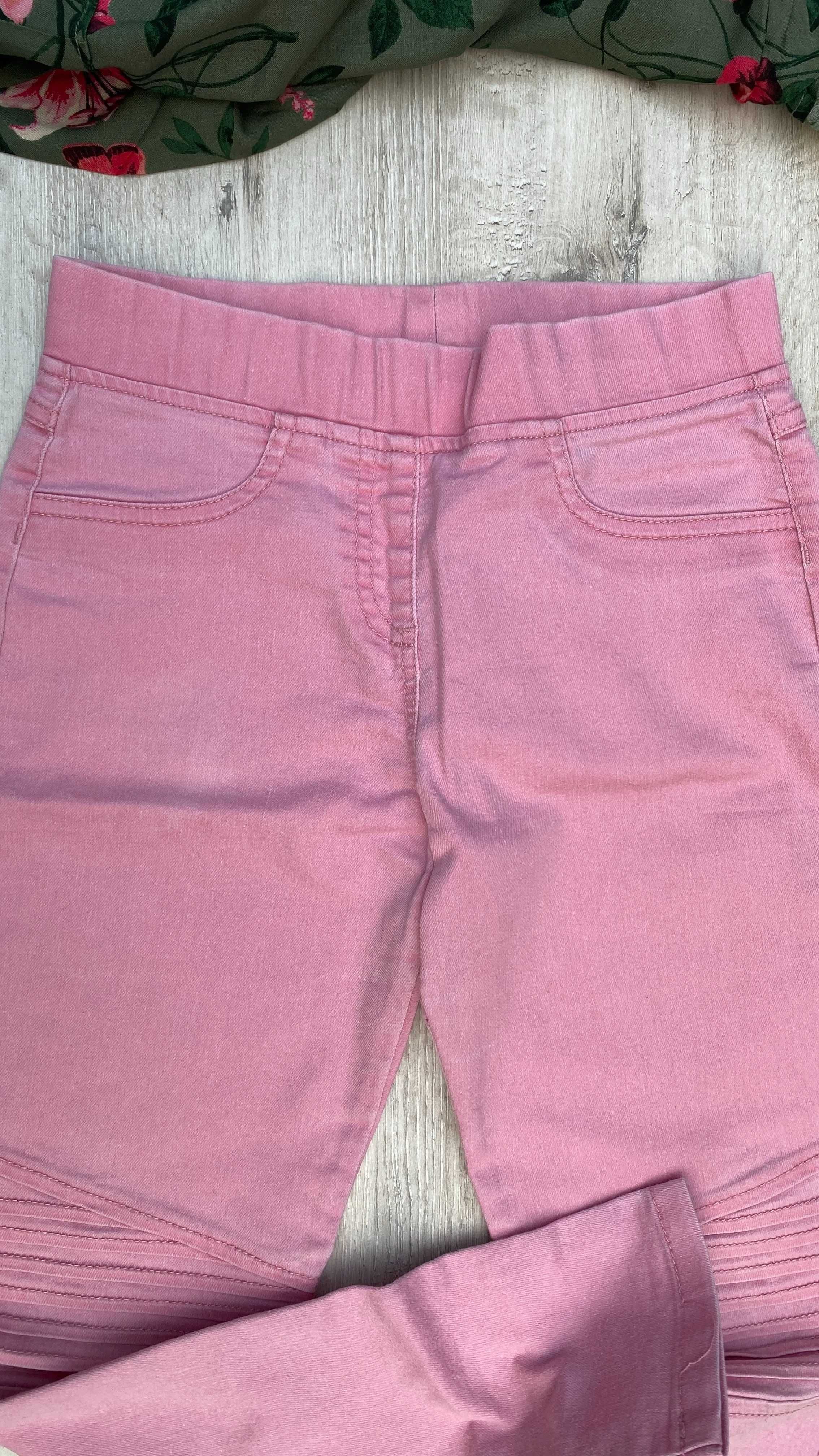 Komplet jeansów F&F i koszuli H&M dla dziewczynek w wieku 8-10 lat