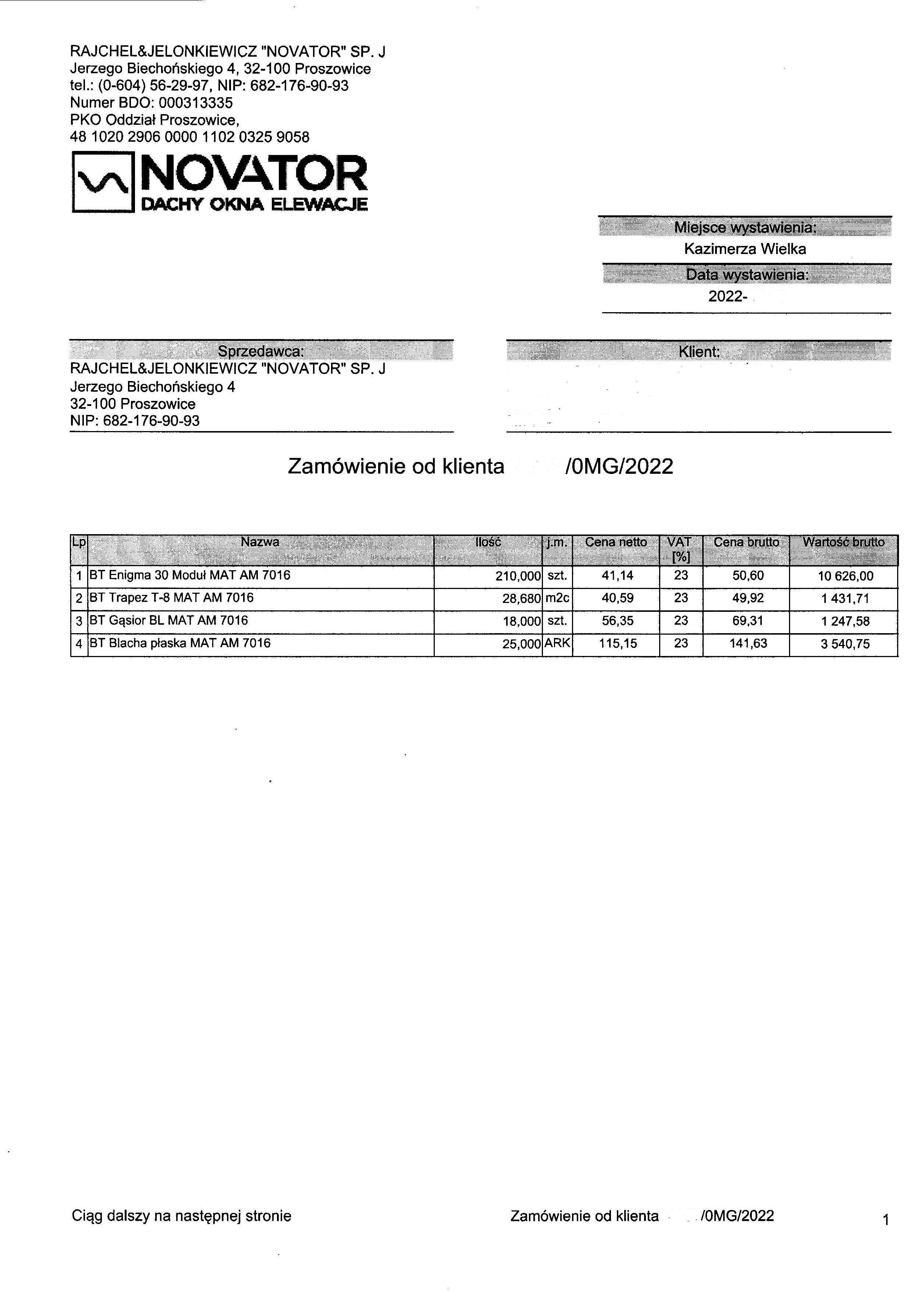 Blachodachówka 2 modułowa ENIGMA 30, RAL 7016, mat AM BT - zestaw