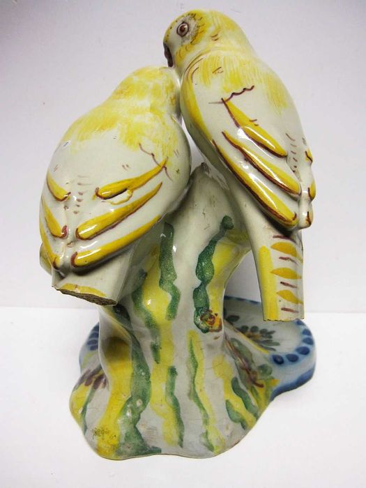 para restauro: rara escultura de pássaros em faiança Stª Anna de 1944