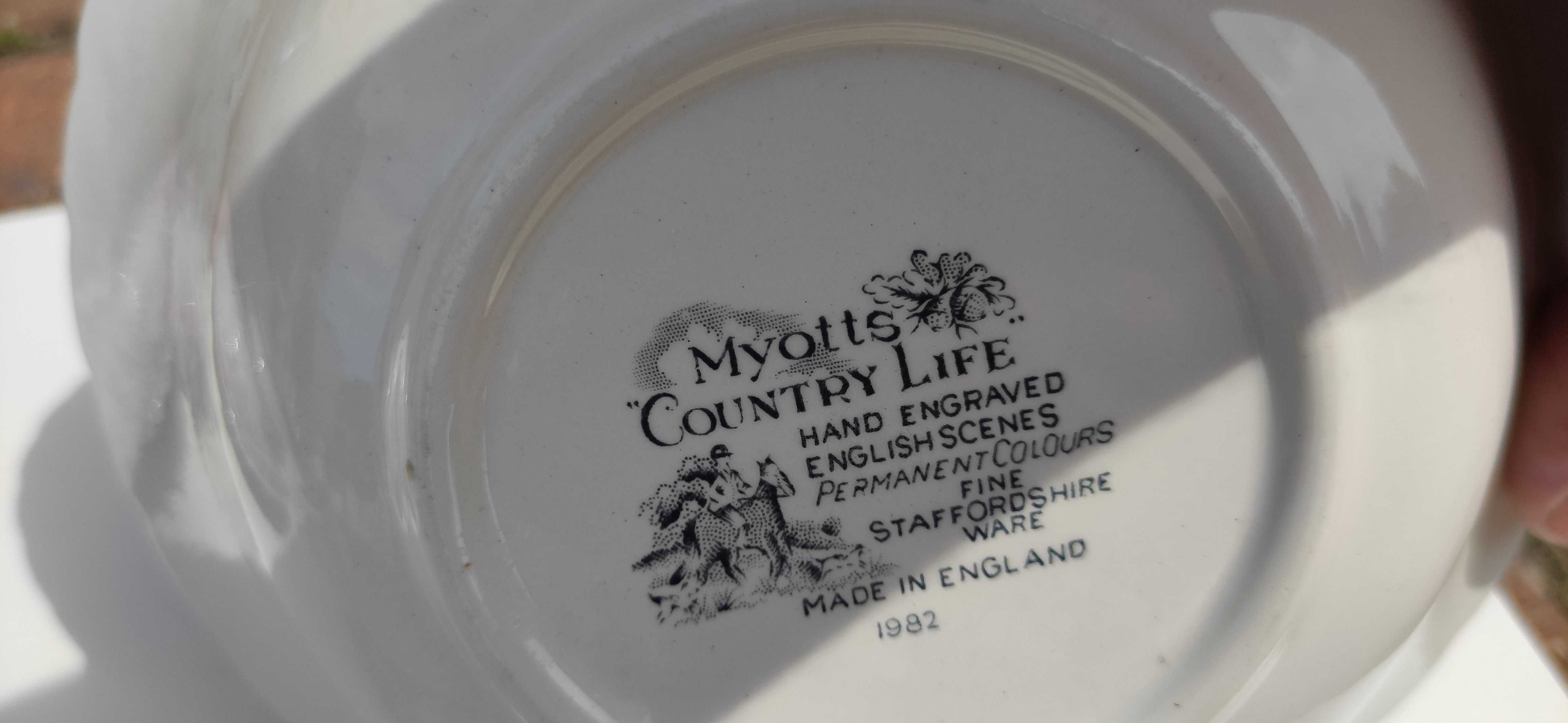 Porcelana angielska talerze i sosierka Myotts Country Life kolekcje