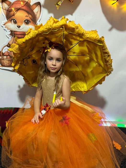 Сукня золота осінь щедра на свято осені помаранчева із листям морква