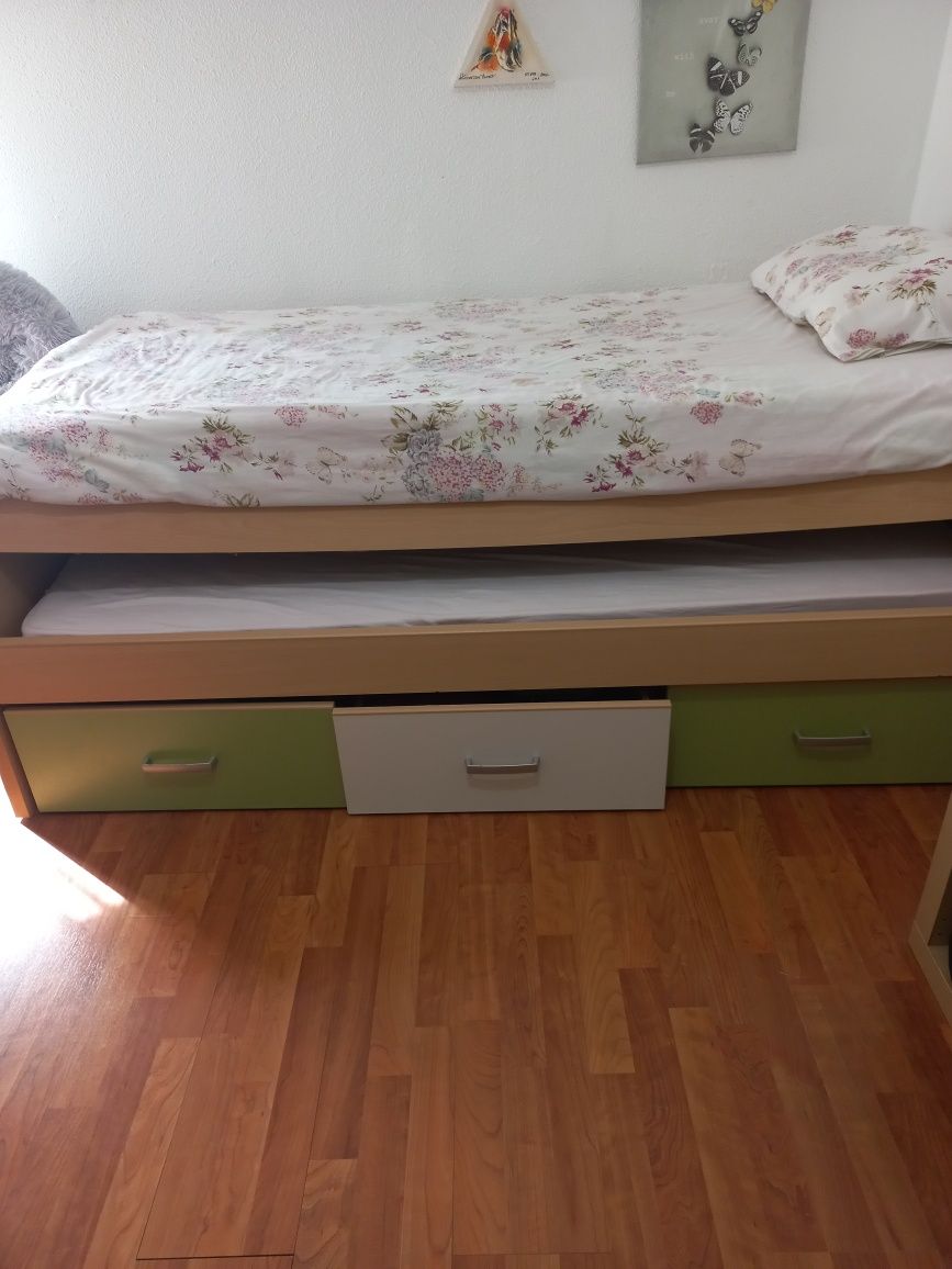 Cama dupla individuais com 3 gavetas