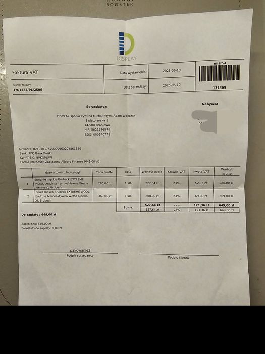 Bielizna termoaktywna  merino Brubeck Extreme Wool XL