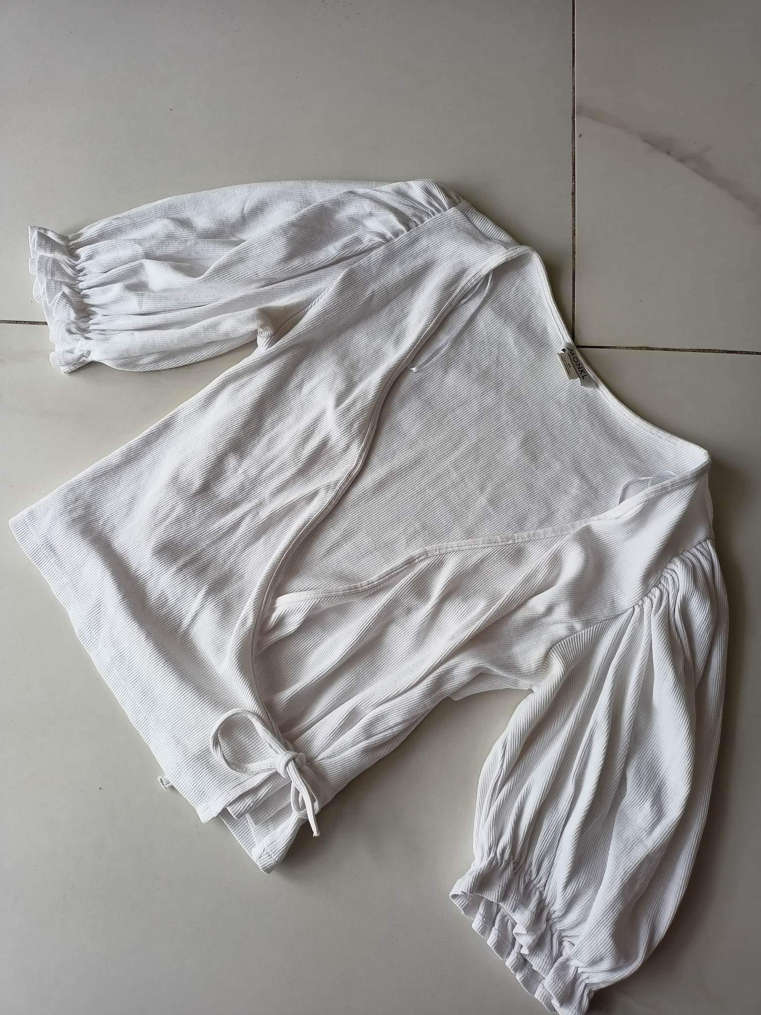 bawelniana biala bluzka z bufkami