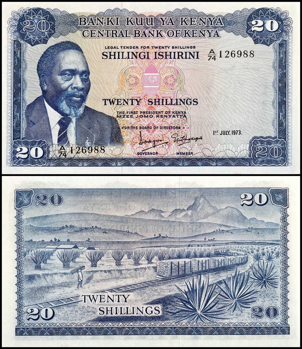 Banknot Kenia 20 Shilings 1973 UNC