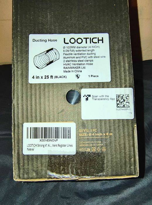 LOOTICH Mocny elastyczny wąż wylotowy wentylacyjny rura 102mm x 8,0m