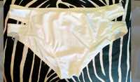 Białe majtki szorty paski ozdobne strój kąpielowy 42 44 xxl