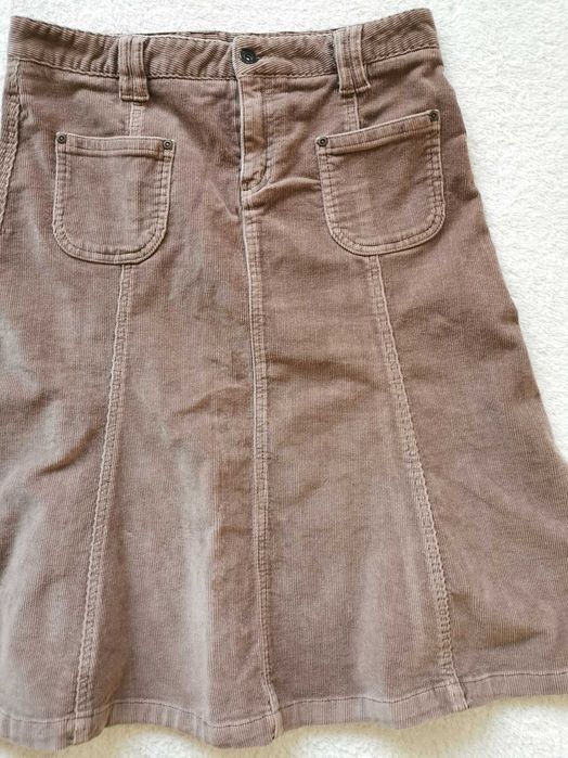 Sztruksowa trapezowa spódniczka midi bawełna