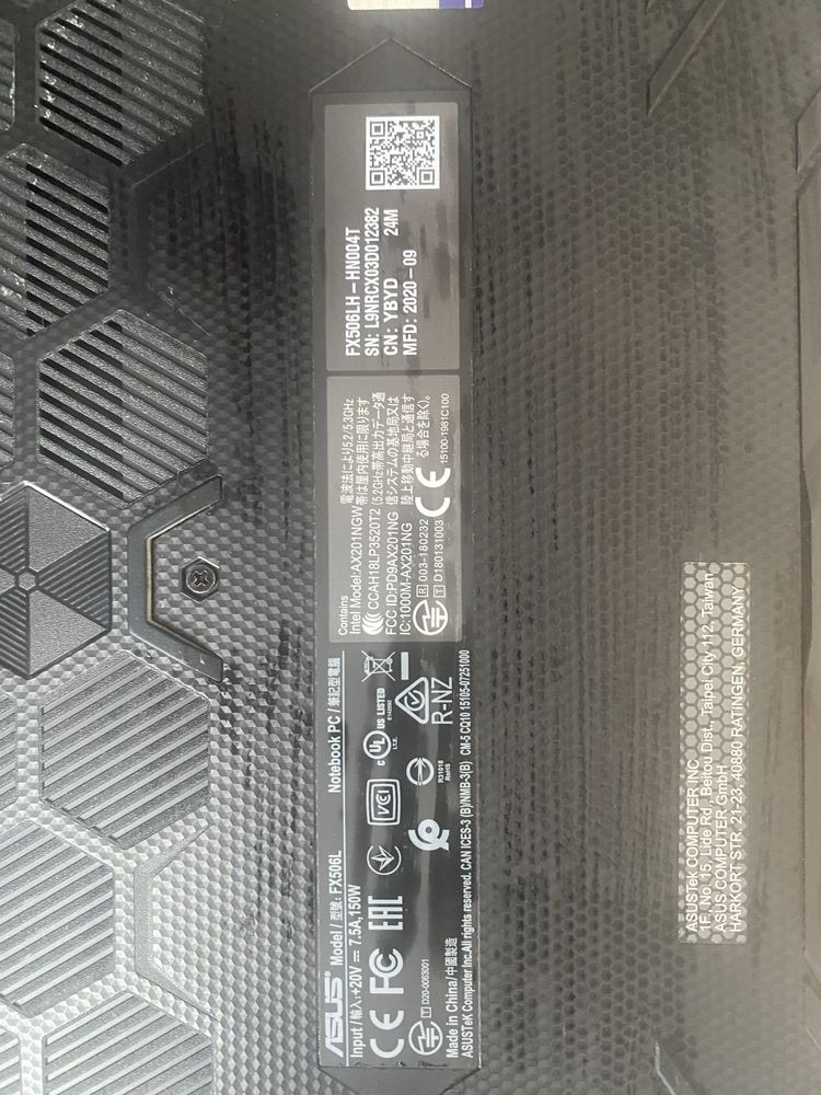 Asus TUF15 gaming F15