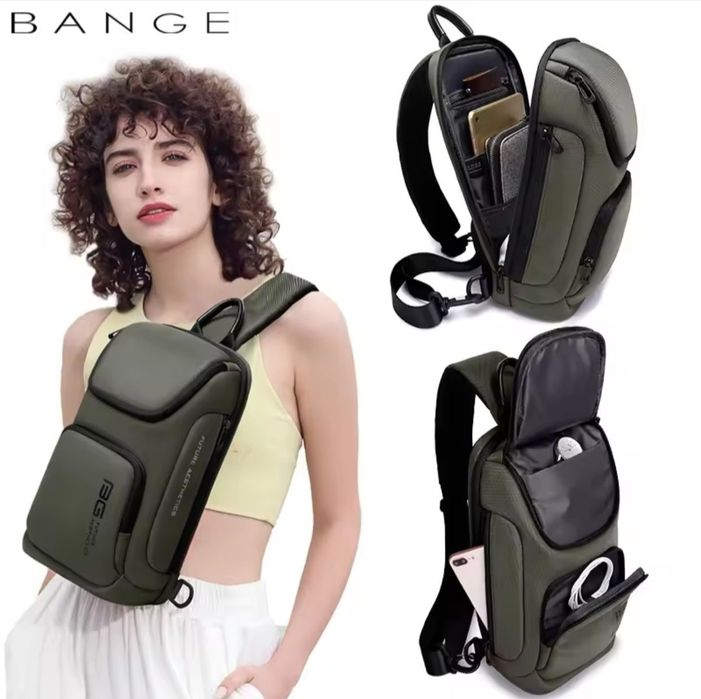 Фірмовий рюкзак-сумка слінг BANGE BG-7565 Green(зелений), бренд, новий