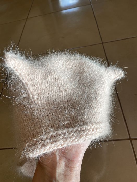 czapka z uszami kota bonetka dla dorosłych handmade puchata kotka