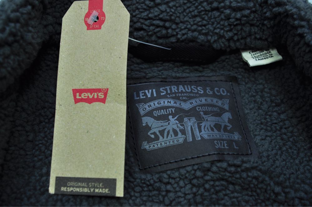 Levis Sherpa оригинал новая мужская шерпа куртка тёплая чёрная (NEW)