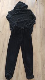 Czarny dres 146/152 welurowy bluza spodnie