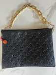 Torba louis vuitton z lancuchem czarna skora naturalna