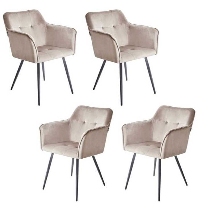 Zestaw 4 Krzeseł Aksamitnych Beliani JASMIN Glamour Taupe (cena/ szt)