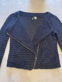 Sweter kardigan H&M rozmiar S stan idealny granatowy srebrny zamek