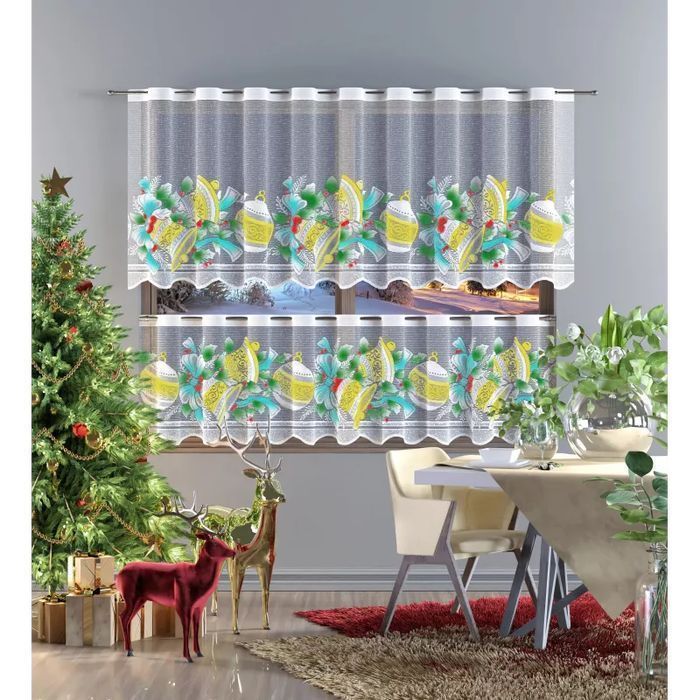 Zazdrostka żakardowa Dzwonki wys. 60 cm biało-kolorowa - 60 cm