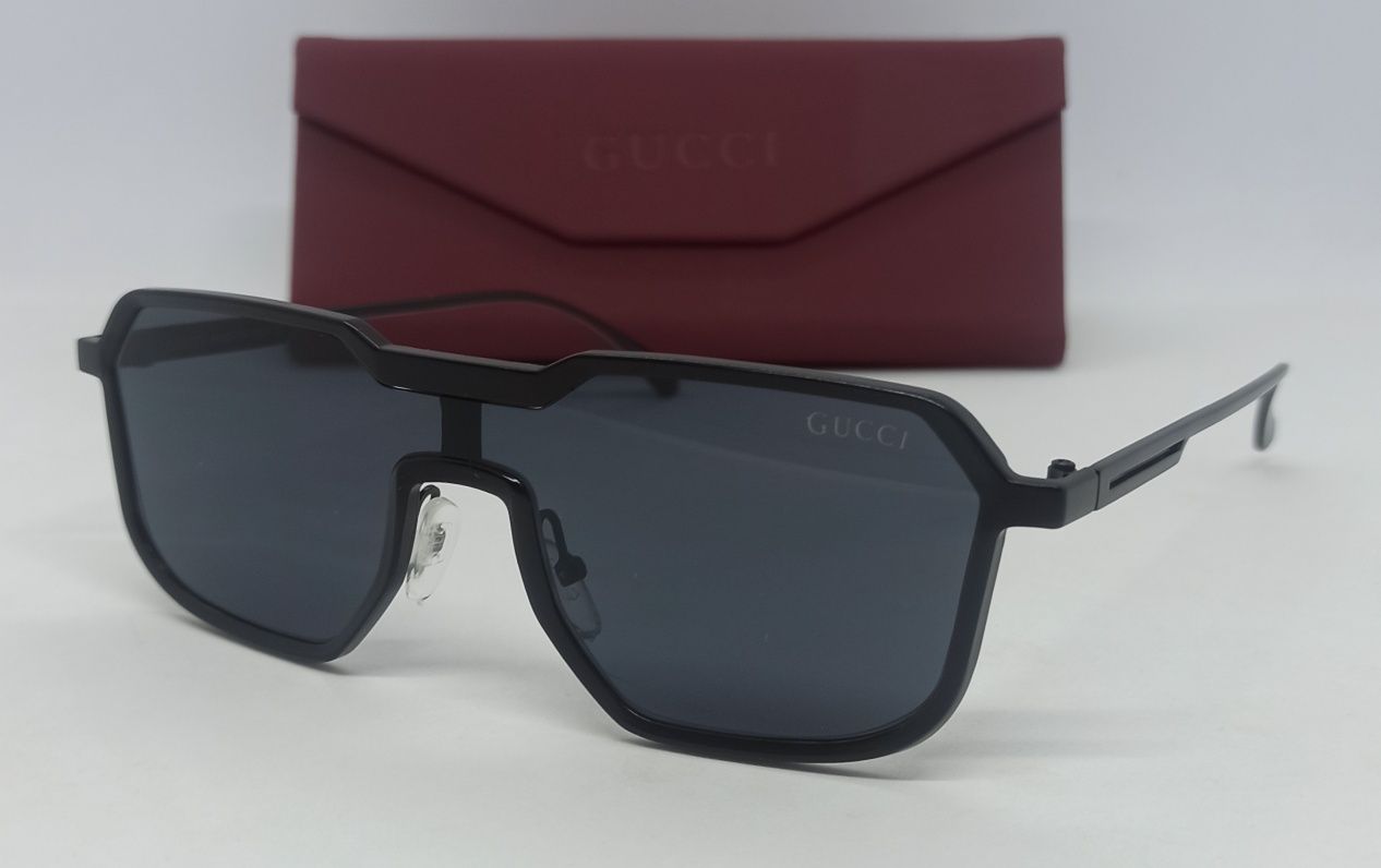 Gucci стильные красивые мужские очки черные в черной металл оправе