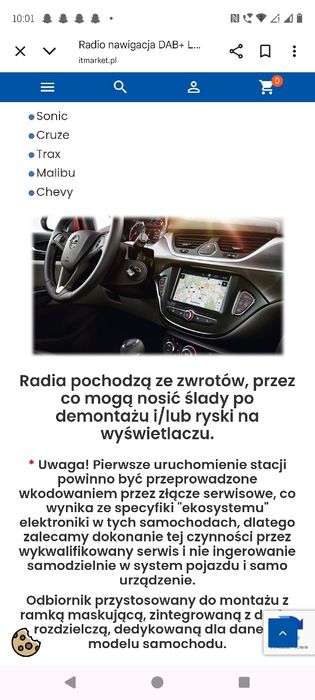 Stacja multimedialna LG opel chevrolet