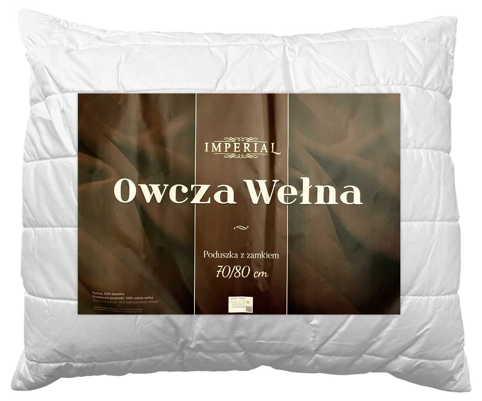 Poduszka Imperial Owcza Wełna 70x80 z Zamkiem Naturalna do Spania