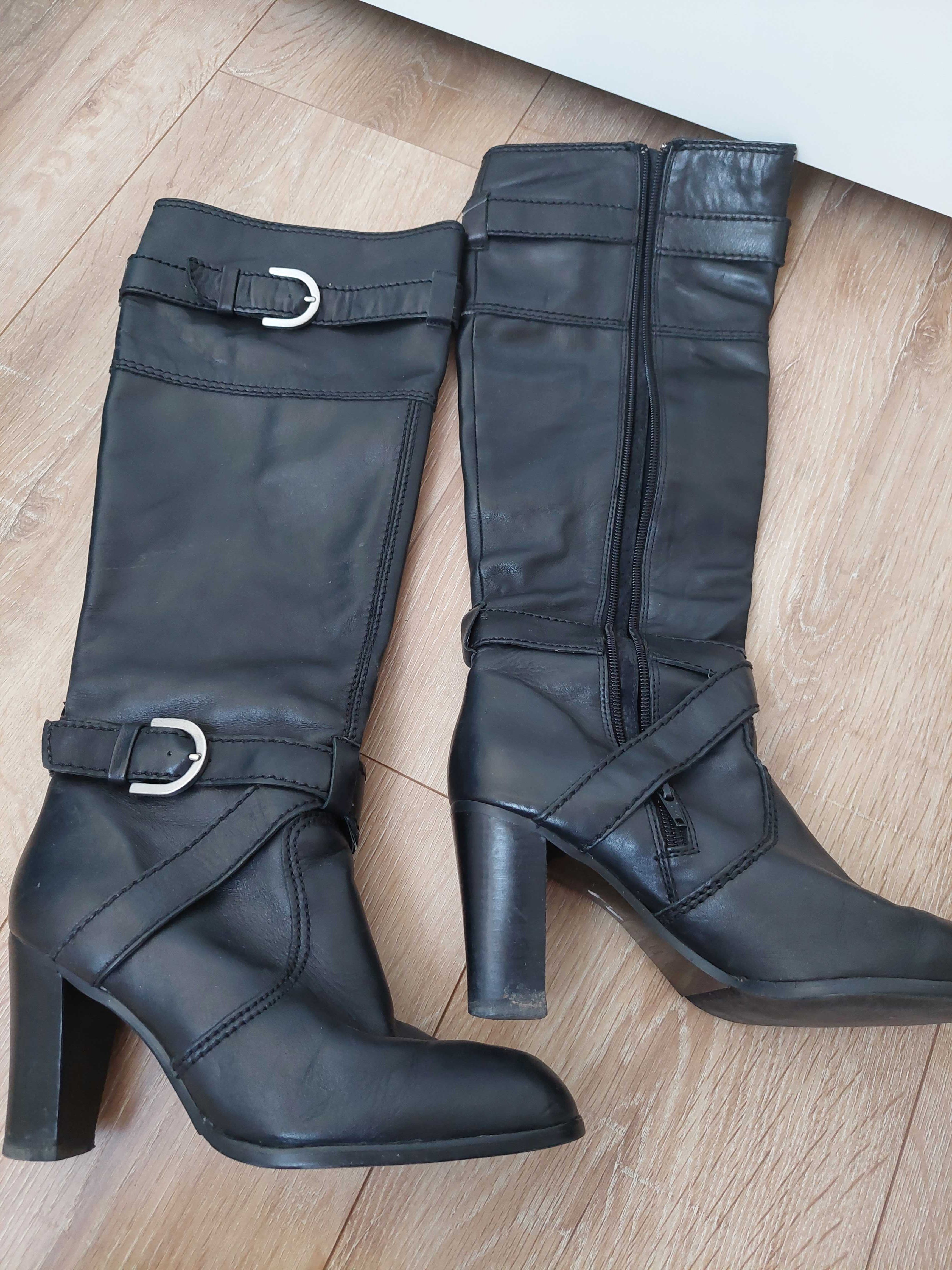 ZARA, kozaki skórzane r.37