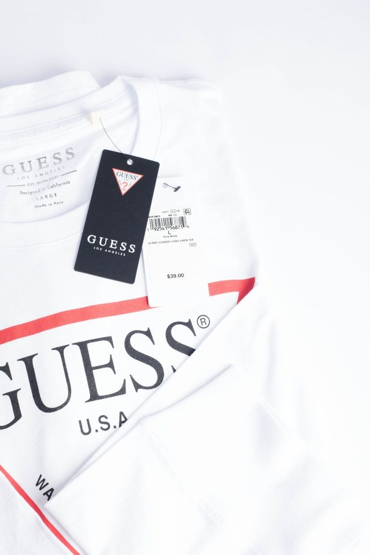 GUESS оригинал. Мужской лонгслив кофта футболка с рукавом белый XL