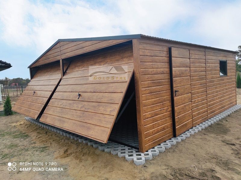 Garaż blaszany 8x6 Drewnopodobny Każdy wymiar! 6x6, 6x5, 9x6, 4x5, 7x5
