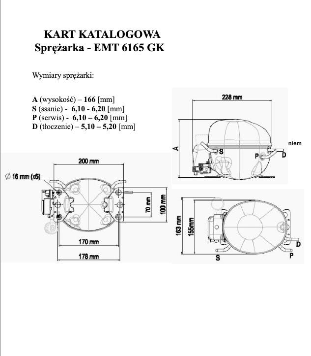 Sprężarka EMT6165GK nowa magazyn