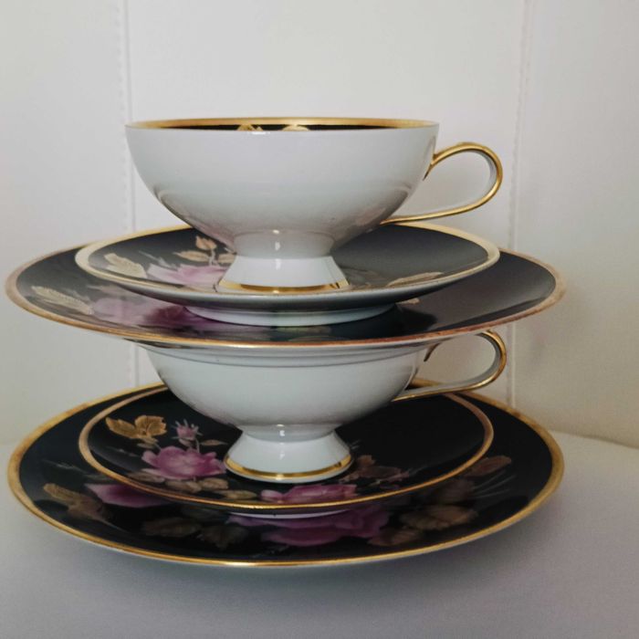 **filiżanka TRIO czarna porcelana Arzberg vs. R.Wächter 1960_1969