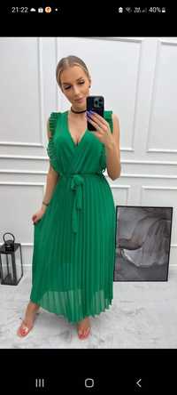 Sukienka plisowana zielona
