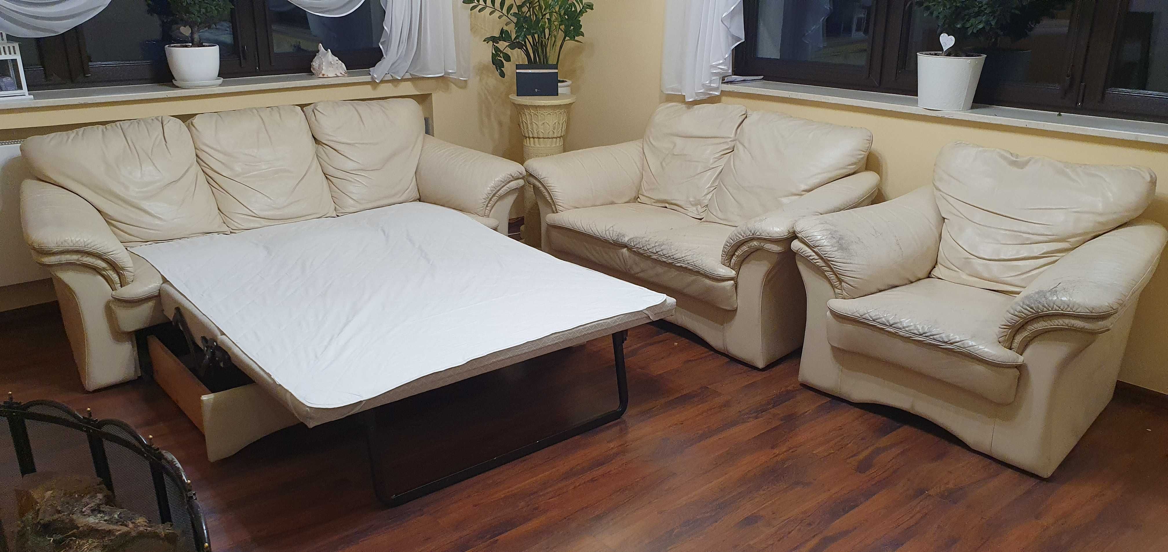 Zestaw wypoczynkowy KLER 3+2+1 (skóra naturalna)