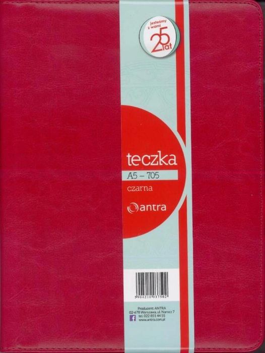 Teczka A5/705 czerwona Antra skóropodobna,18,5x25 cm