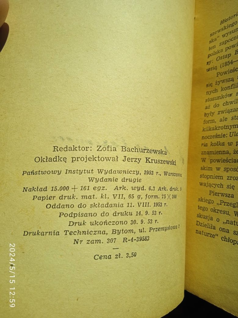 1953 Ignacy Kraszewski Historia Kółka w Płocie Ignacy Kraszewski