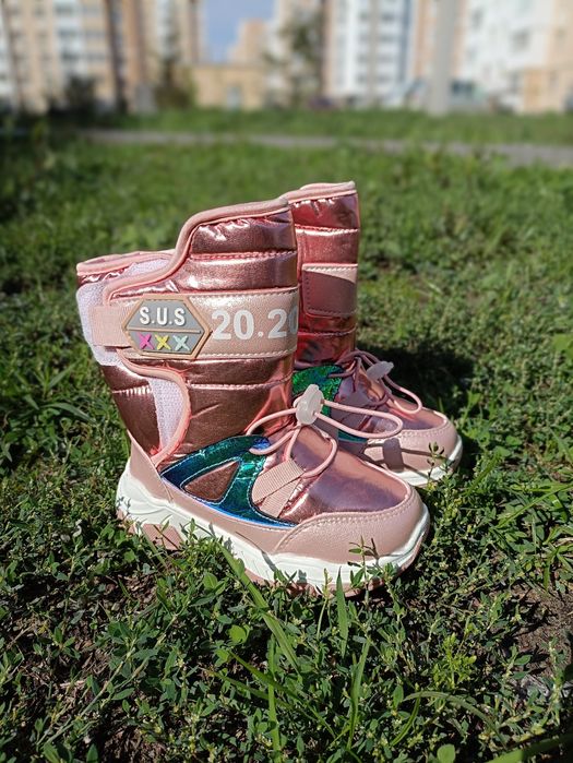 Зимові дутіки рожеві сапоги для дівчинки  Зимние ботинки для девочки