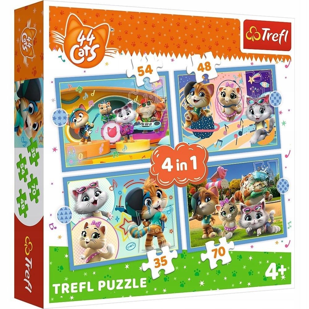 Puzzle 4W1 44 Cats Kocia Ferajna 34612 Trefl 4+