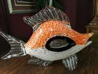 Ryba szklana Murano figurka rybka Włochy 70's  przycisk do papieru